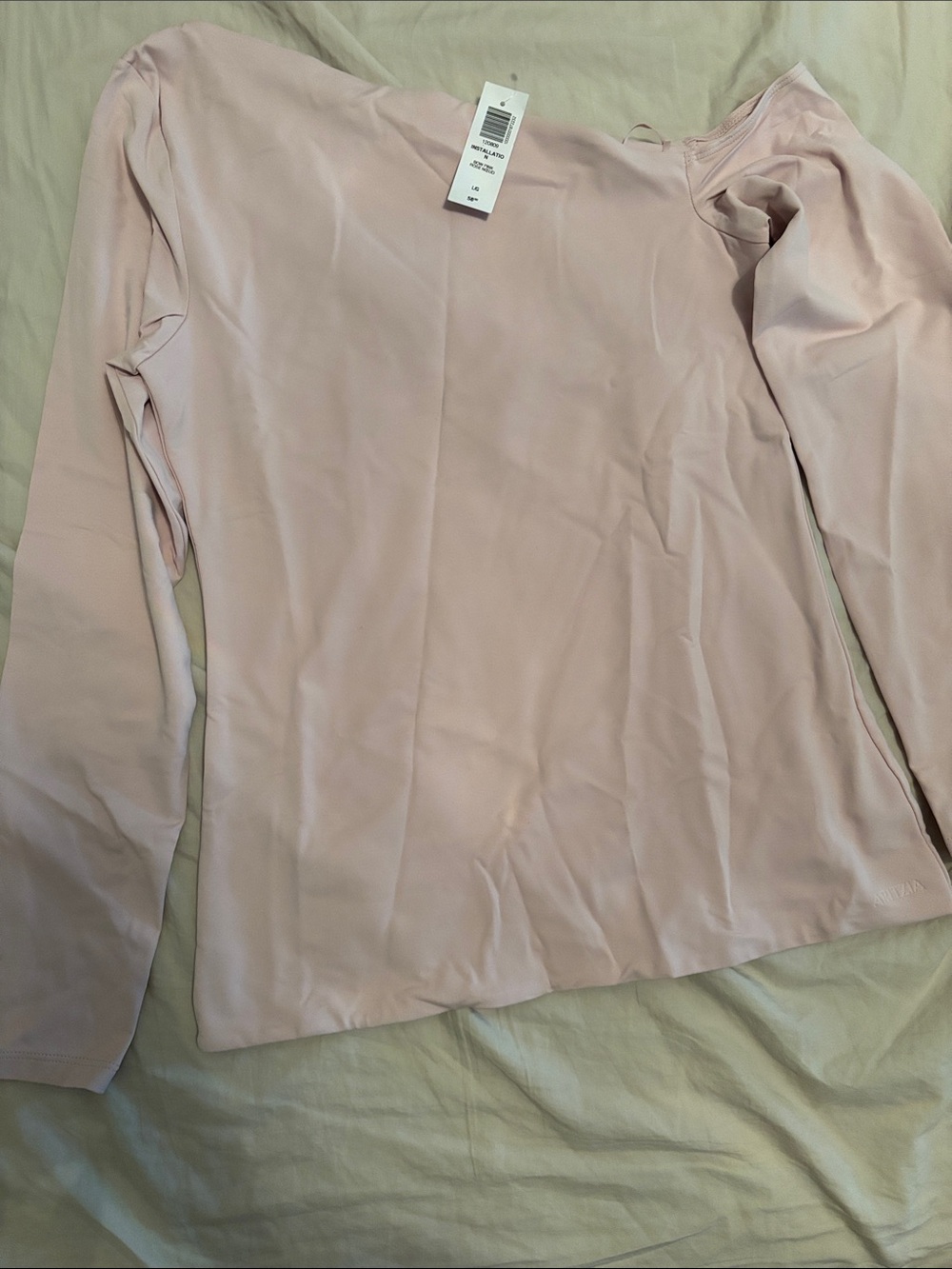 Aritzia Long-Sleeve Scoop Neck Top in Pale Pink